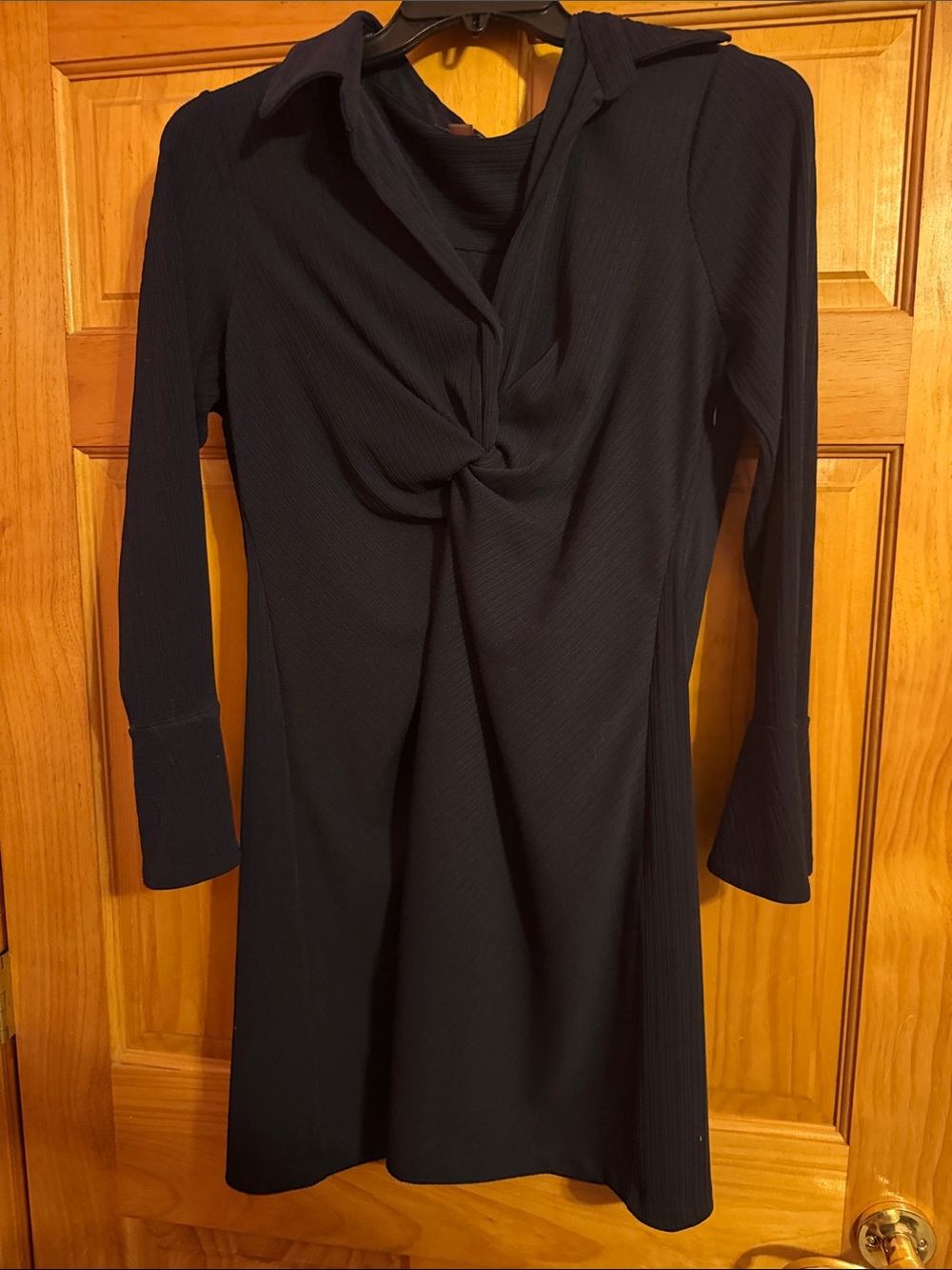 Tommy Hilfiger Navy Long-Sleeve Twist Front Dress